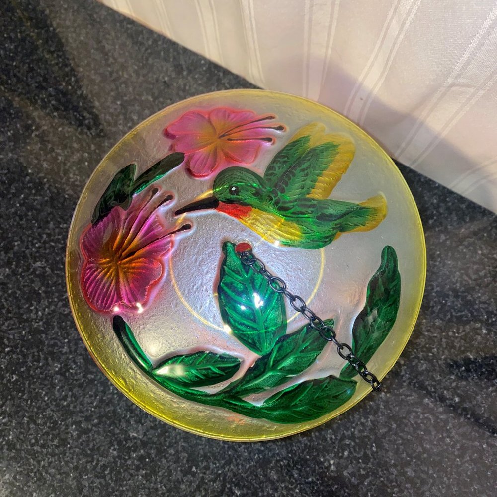 NEW Glass Hummingbird Birdfeeder
